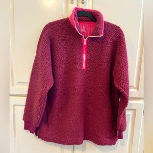 Aerie Dream Pink Sherpa Jacket quarter zip. Small